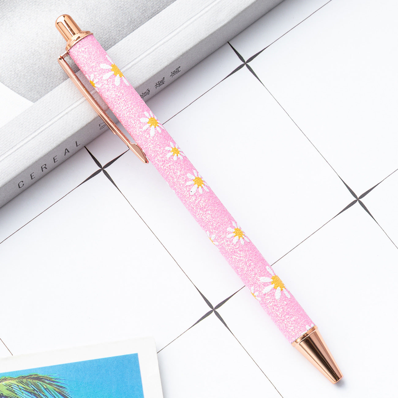 Wholesale Gold Powder Press Ballpoint Pen Glitter Chalk Metal Pen ACC-PN-HuaHao018