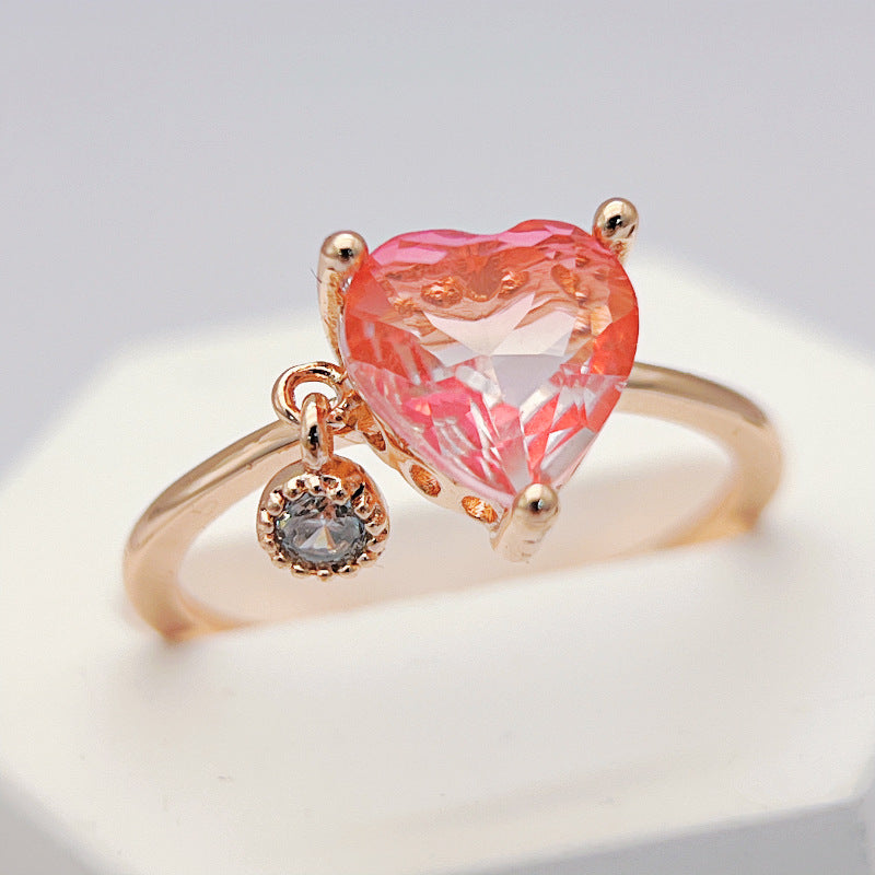 Wholesale Rainbow Stone Heart Open Adjustable Rings ACC-RS-YXY004