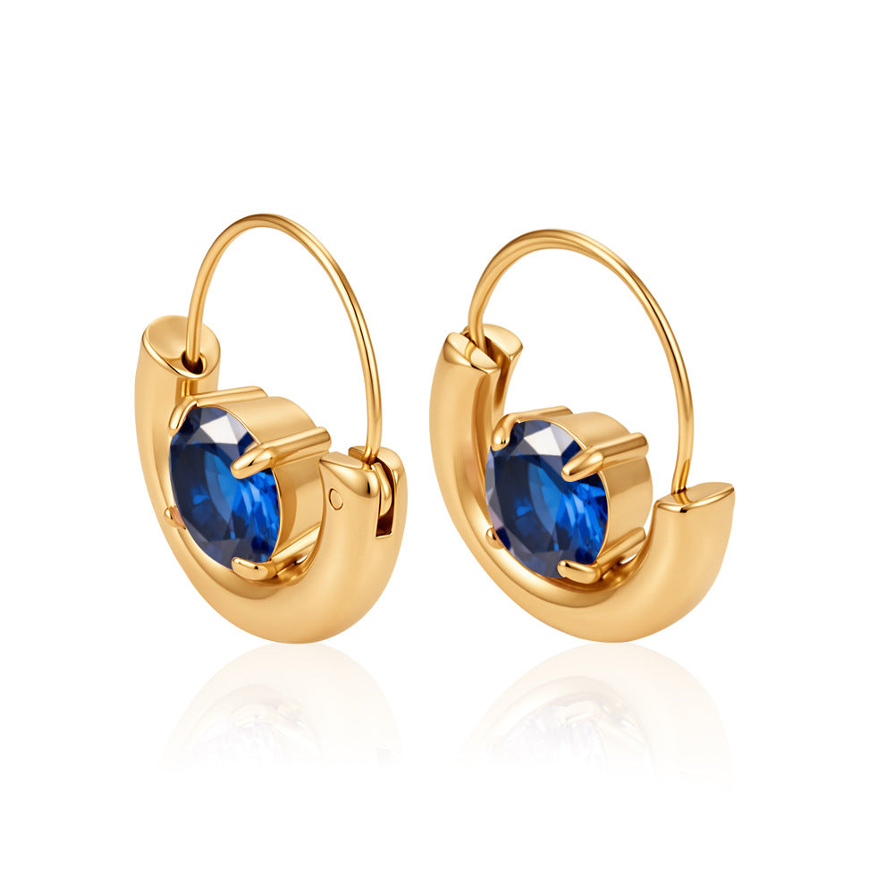 Wholesale Gold Plated Stainless Steel Artificial Zircon Geometric Round Flower Basket Earrings - Trendy Fashion Accessory
