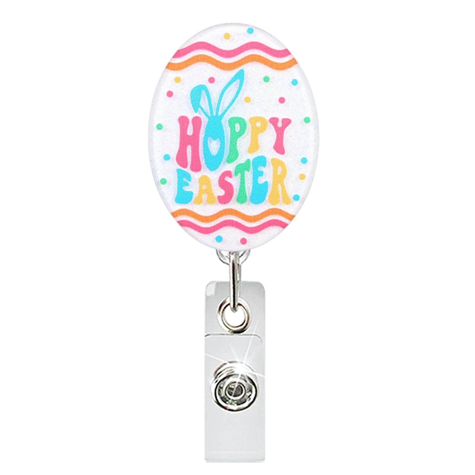 Wholesale Abs Plastic Retractable Rotating Badge Holder with Easter Bunny Egg Design for ID Cards