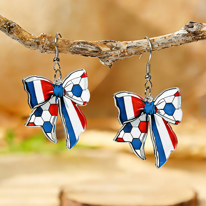Wholesale USA Mexico Canada Soccer Bow Acrylic Earrings