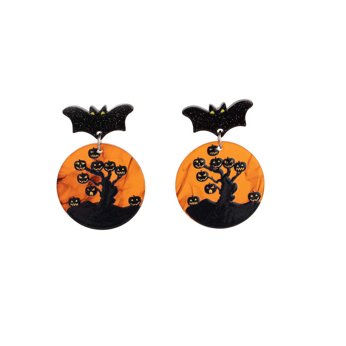 Wholesale  fun cartoon pumpkin ghost little black cat earrings