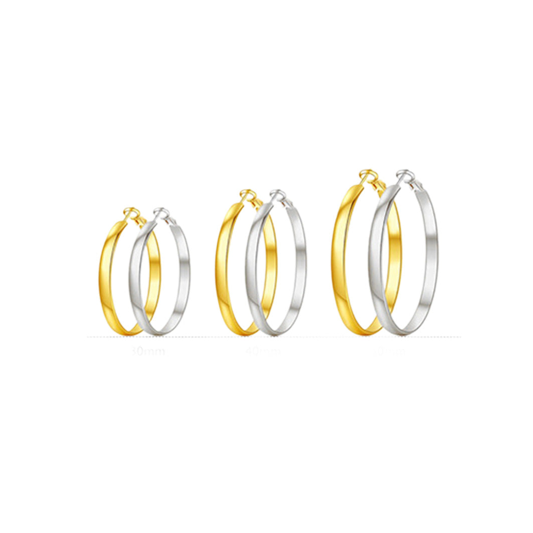 Wholesale Stainless Steel Plain Hoop Earrings 4mm Silver Polished Geometric Trendy Jewelry Accessory
