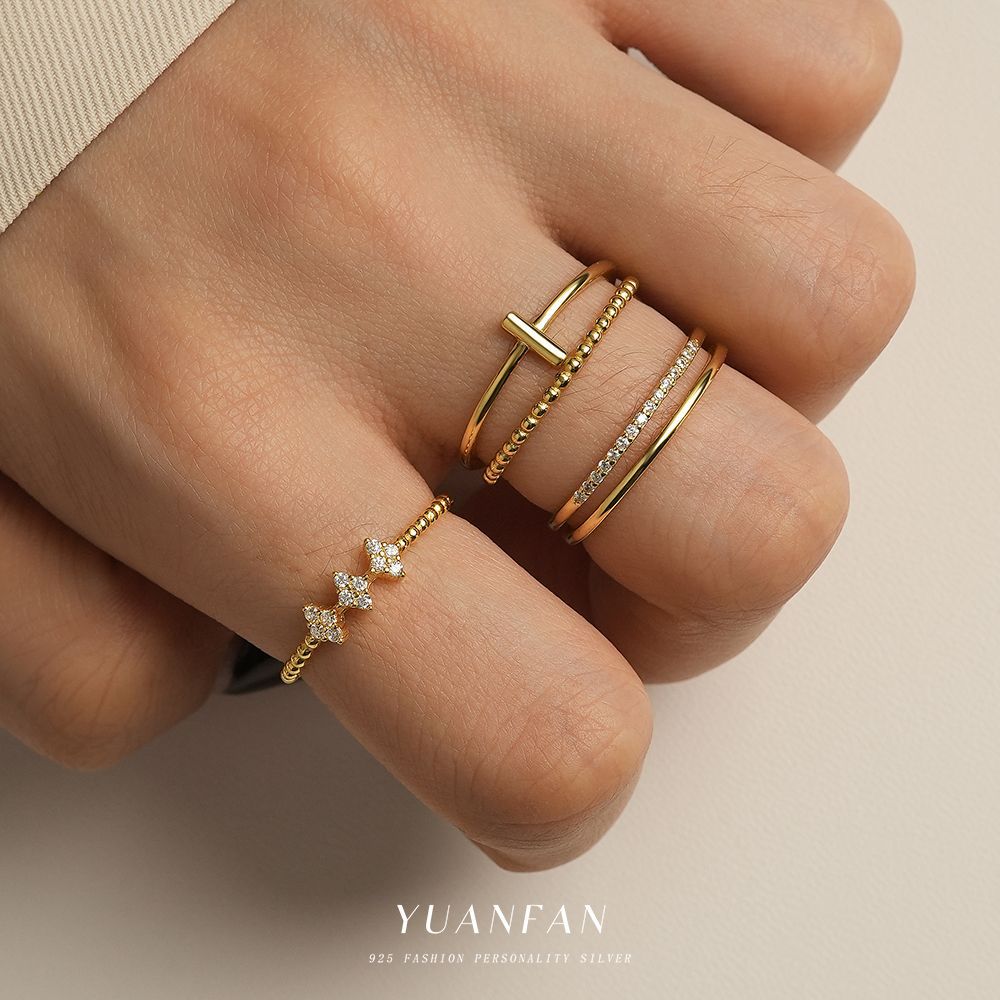 Wholesale S925 Sterling Silver  Geometric Line Ring