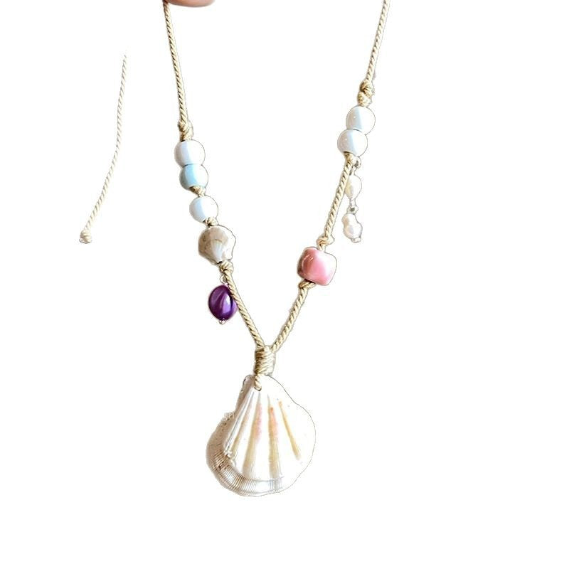 Wholesale Shell Beaded Necklace Design Sense Braided Rope  Personalized Necklace