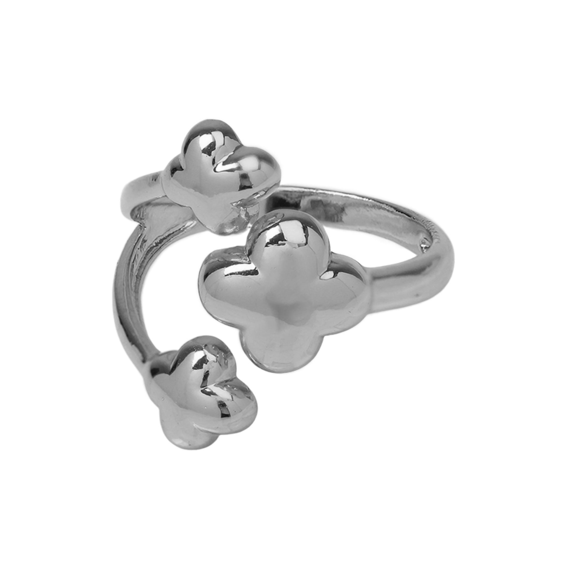Wholesale High-End Brass Color-Preserving Glossy Large and Small Love Heart-Shaped Star Flower-Shaped Fashion Open Ring