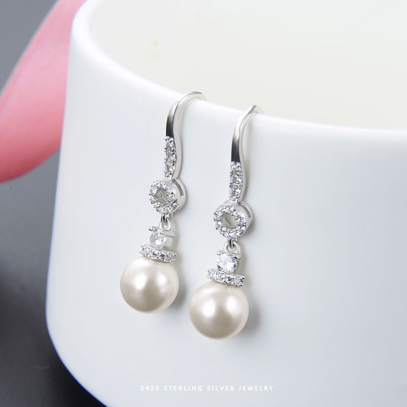 Wholesale S925 sterling silver pearl earrings