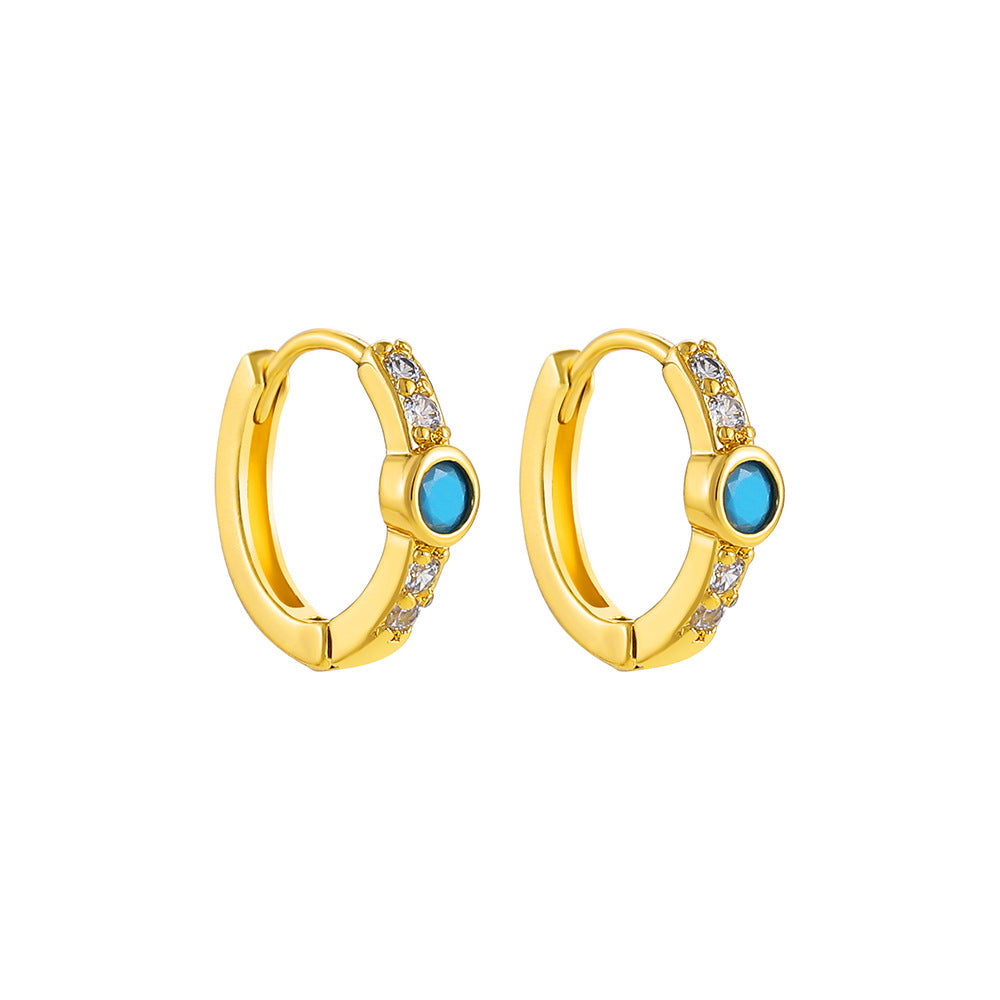Wholesale Stainless Steel Golden Ear Buckle Set with Turquoise Small Design Earrings