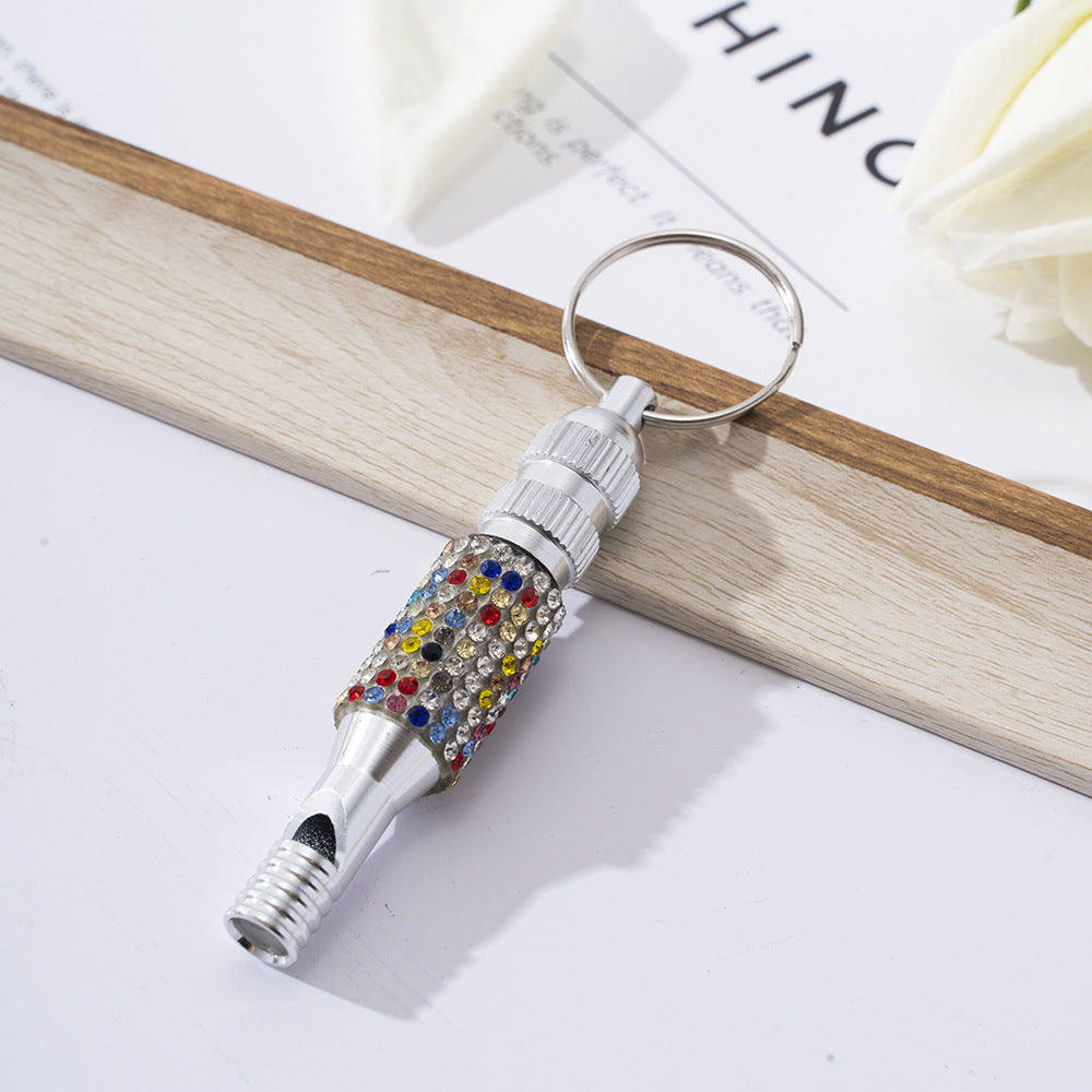Wholesale Rhinestone Aluminum Whistle Outdoor Keychain ACC-KC-ZhiYa033