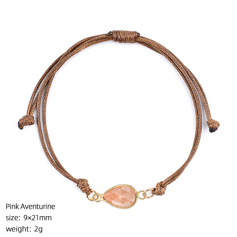 Wholesale Adjustable Woven Tiger Eye Stone Teardrop Bracelet Fashion Accessory Gift