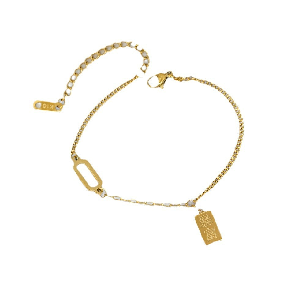Wholesale Chic Titanium Steel Gold Plated Necklace and Bracelet Set Fashion Accessory Gift