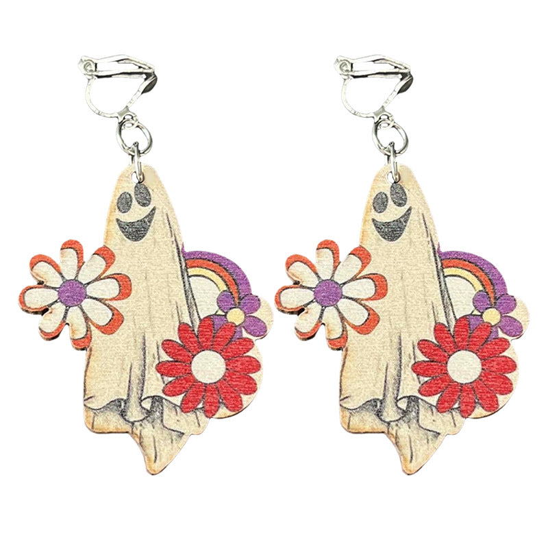 Wholesale 2 pairs/pack Thanksgiving Series Cartoon Wooden Retro Earrings