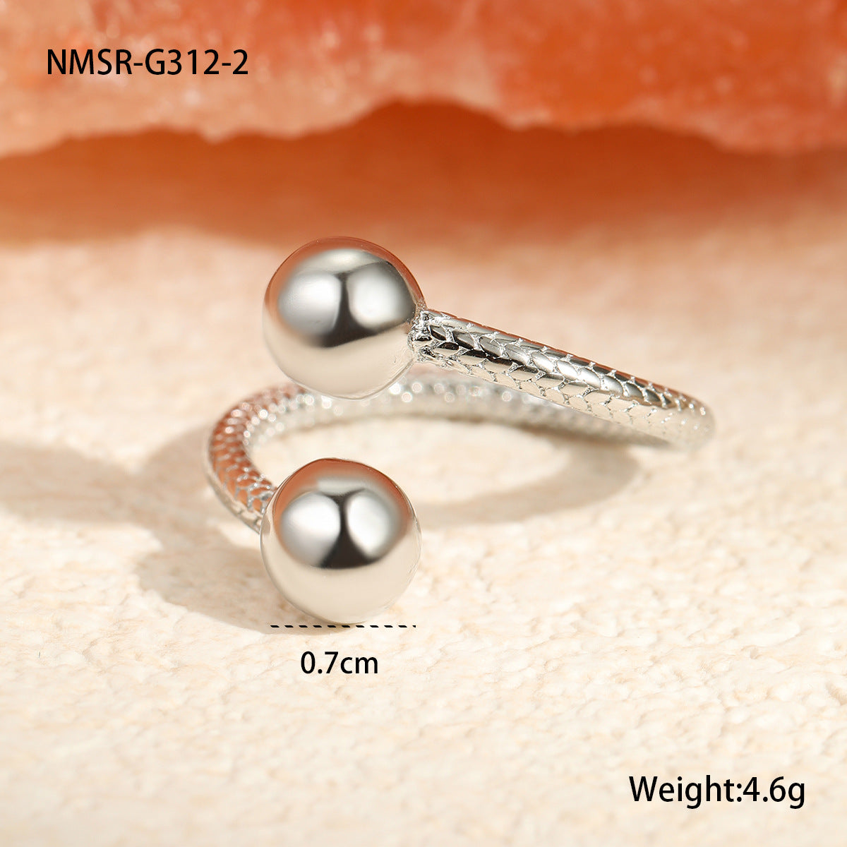 Wholesale  Metal Geometric Ball Stainless Steel  Ring