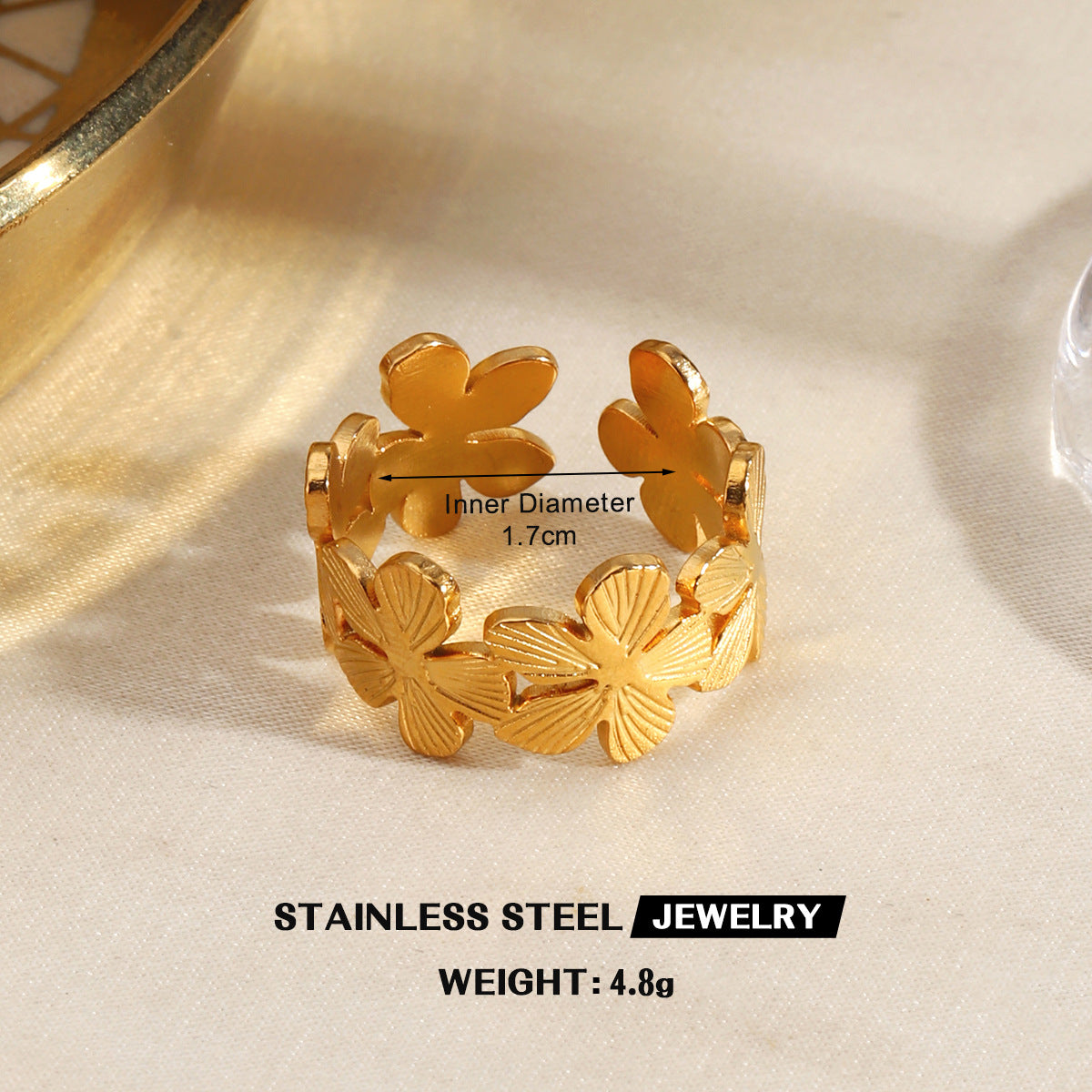 Wholesale Trendy Stainless Steel Gold Sun Ring Irregular Design Jewelry Accessory