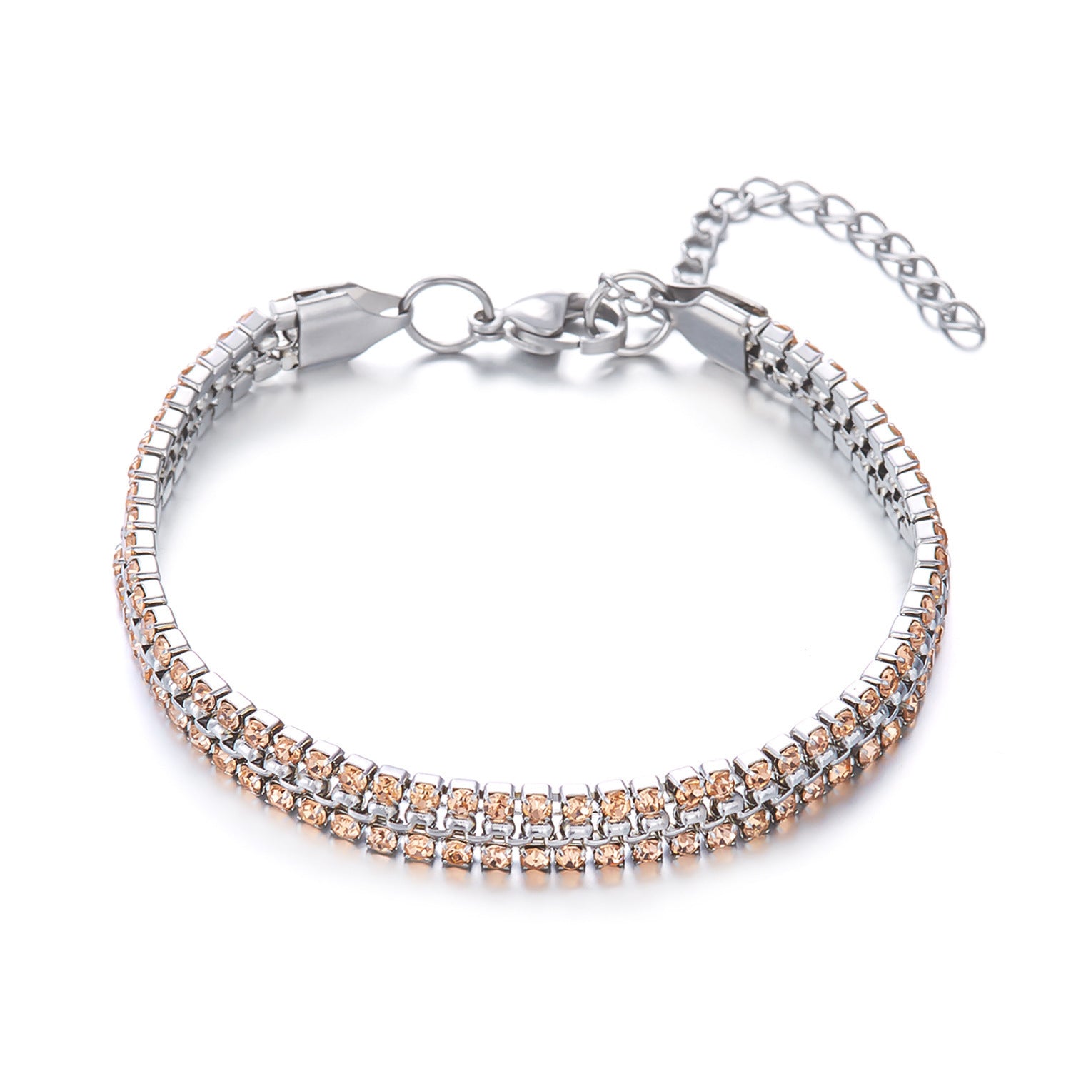 Wholesale Stainless Steel Diamond Bracelet Color Zircon Rhinestone Claw Chain