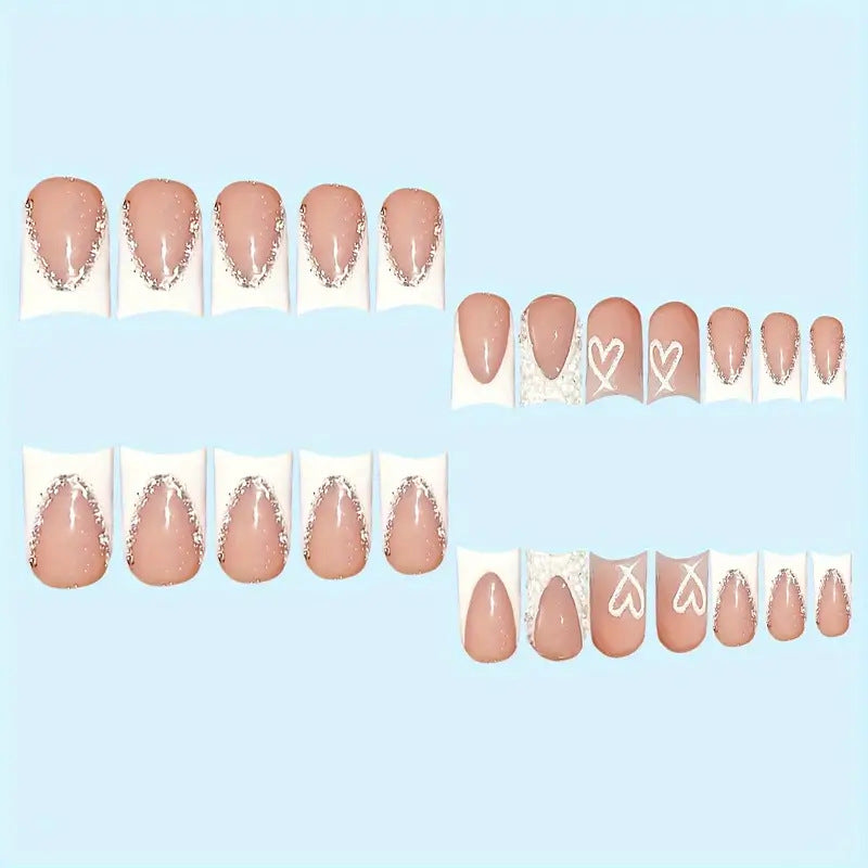 Wholesale 24 Pieces/box Heart Sparkling Rhinestone Nails Kits Nail Stickers