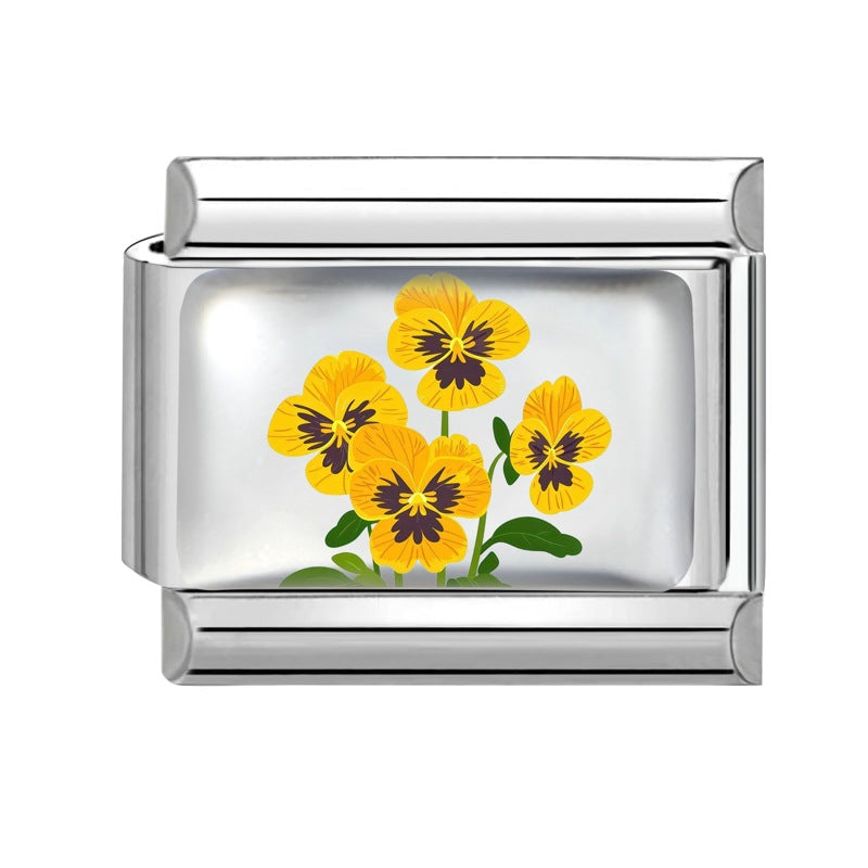 Wholesale 9mm Italian Charm Starter Bracelets DIY Flower Series Stainless Steel Composable Bracelet