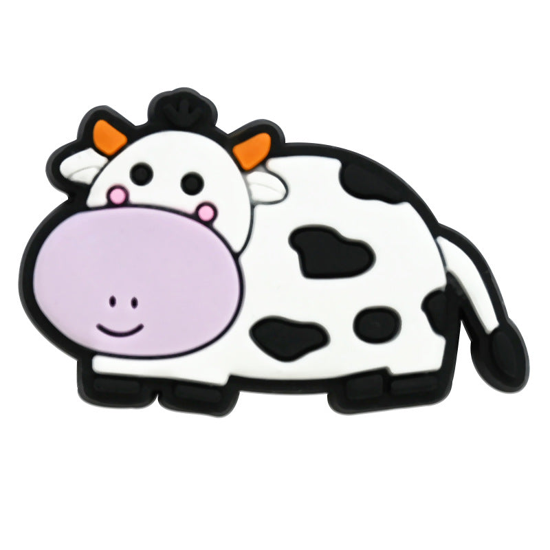 Random 100pcs Cute Cow PVC Soft Rubber Shoe Buckle Decoration ACC-SC-RYY067