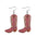 Wholesale Western Style Pink Denim Hat Cowboy Boots Pendant Earrings