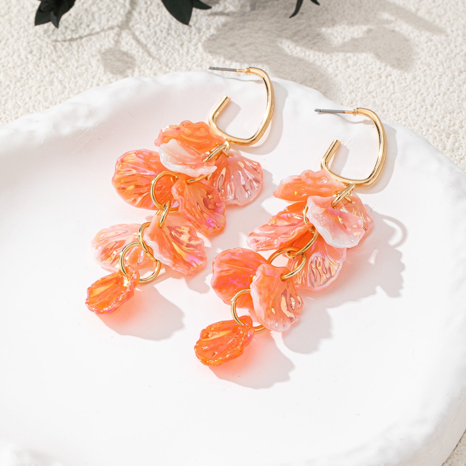 Wholesale Trendy Pink Flower Earrings Acrylic Electroplated Women S Party Jewelry Accessory Boutique Resale Gift