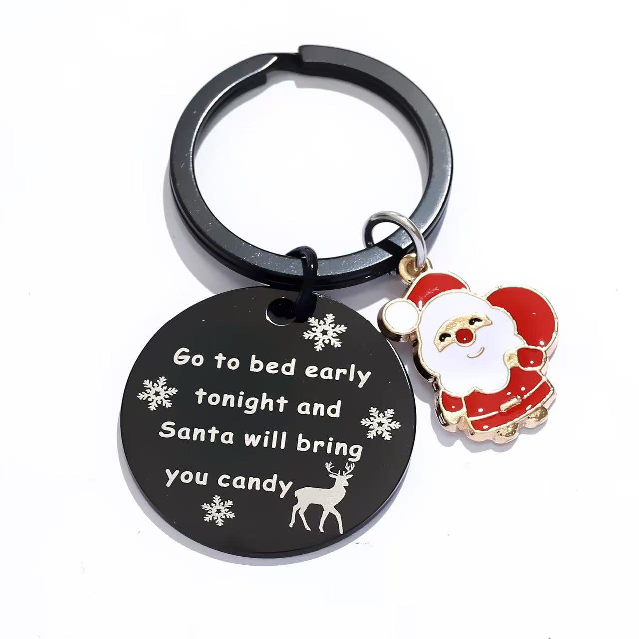 Wholesale Christmas Stainless Steel Keychain With Santa Tree And Bell Chic Car Key Accessory Gift