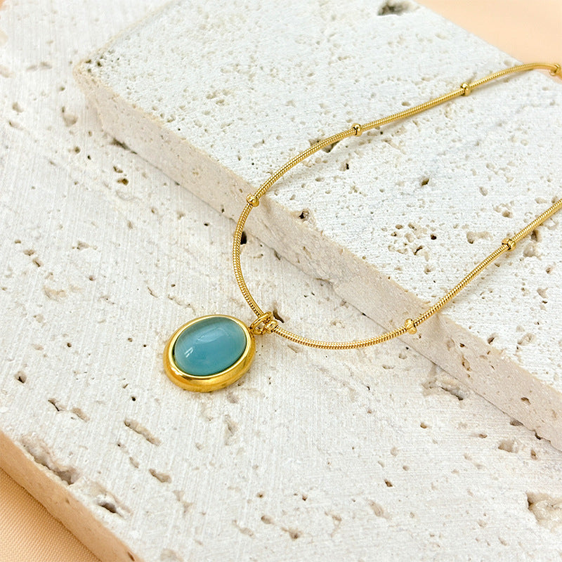 Wholesale Cat's Eye Pendant Small Round Bead Necklace ACC-NE-Xiangou004