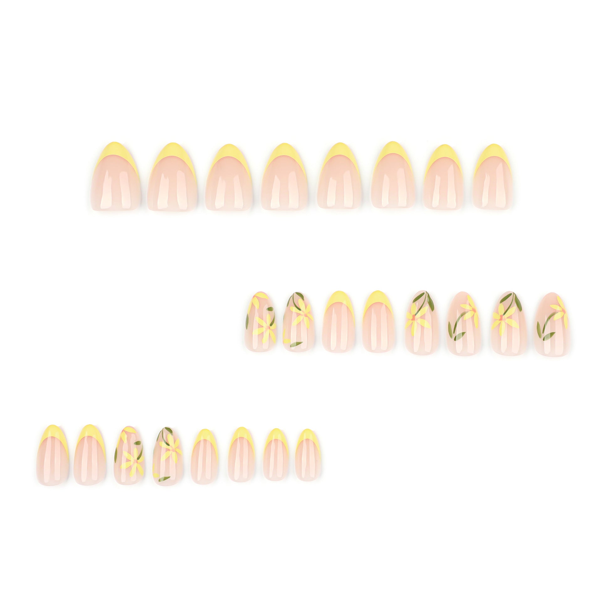 Wholesale 24 Pieces/box Yellow Flower Bow Nails Kits Nail Stickers