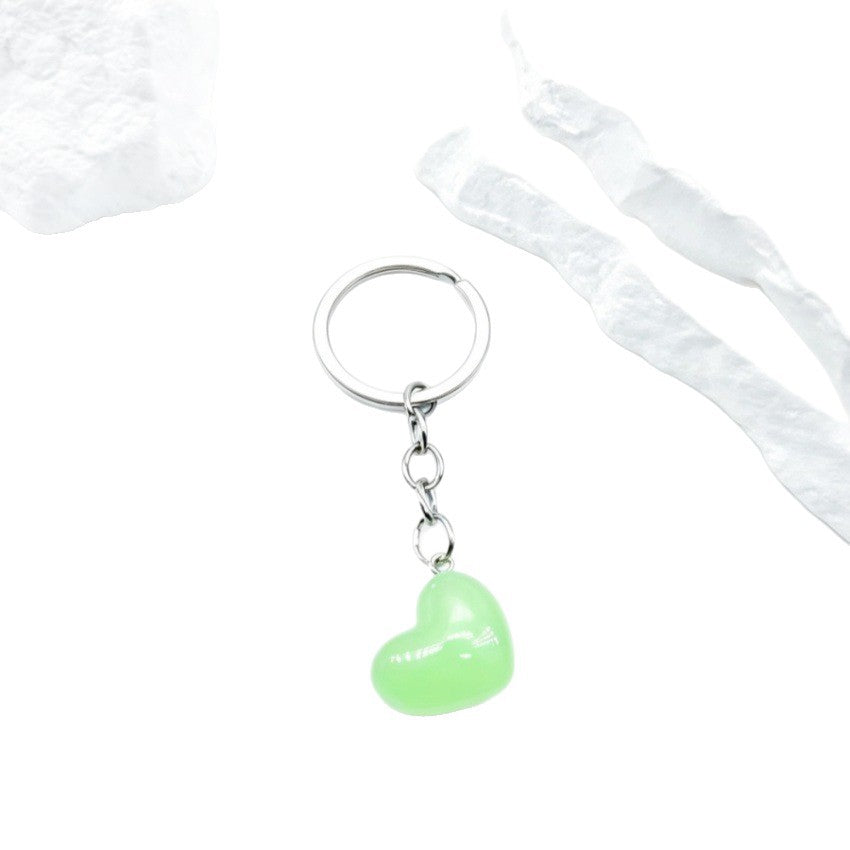 Wholesale Resin Luminous Heart Keychain Fashionable Bag Charm For Handbags And Keys Decorative Gift For Wedding Party Boutique Resale