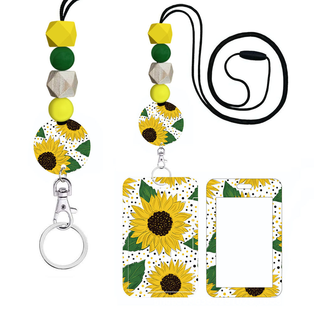 Wholesale Hand Painted Rainbow Printed Acrylic Beaded Badge Scroll Card Holder Keychain Badge Reels ACC-KC-ChiHai010