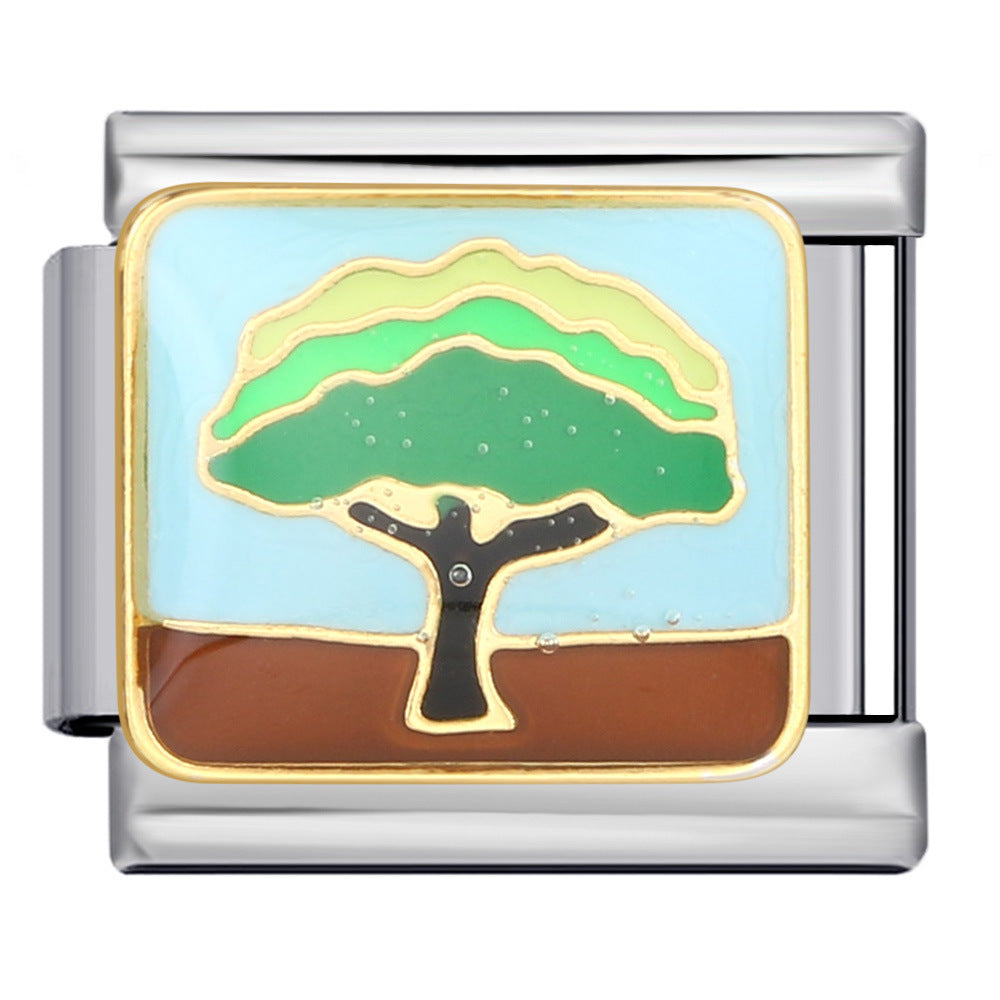 Wholesale Italian Charm Bracelet 9mm DIY Splicing Removable Flowers Stainless Steel Composable Bracelet