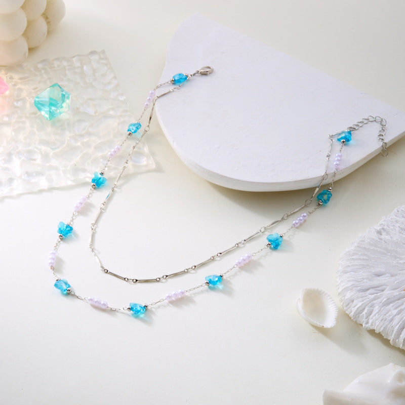 Wholesale  Double-Layer Butterfly Necklace Luxury Clavicle Chain  Accessories