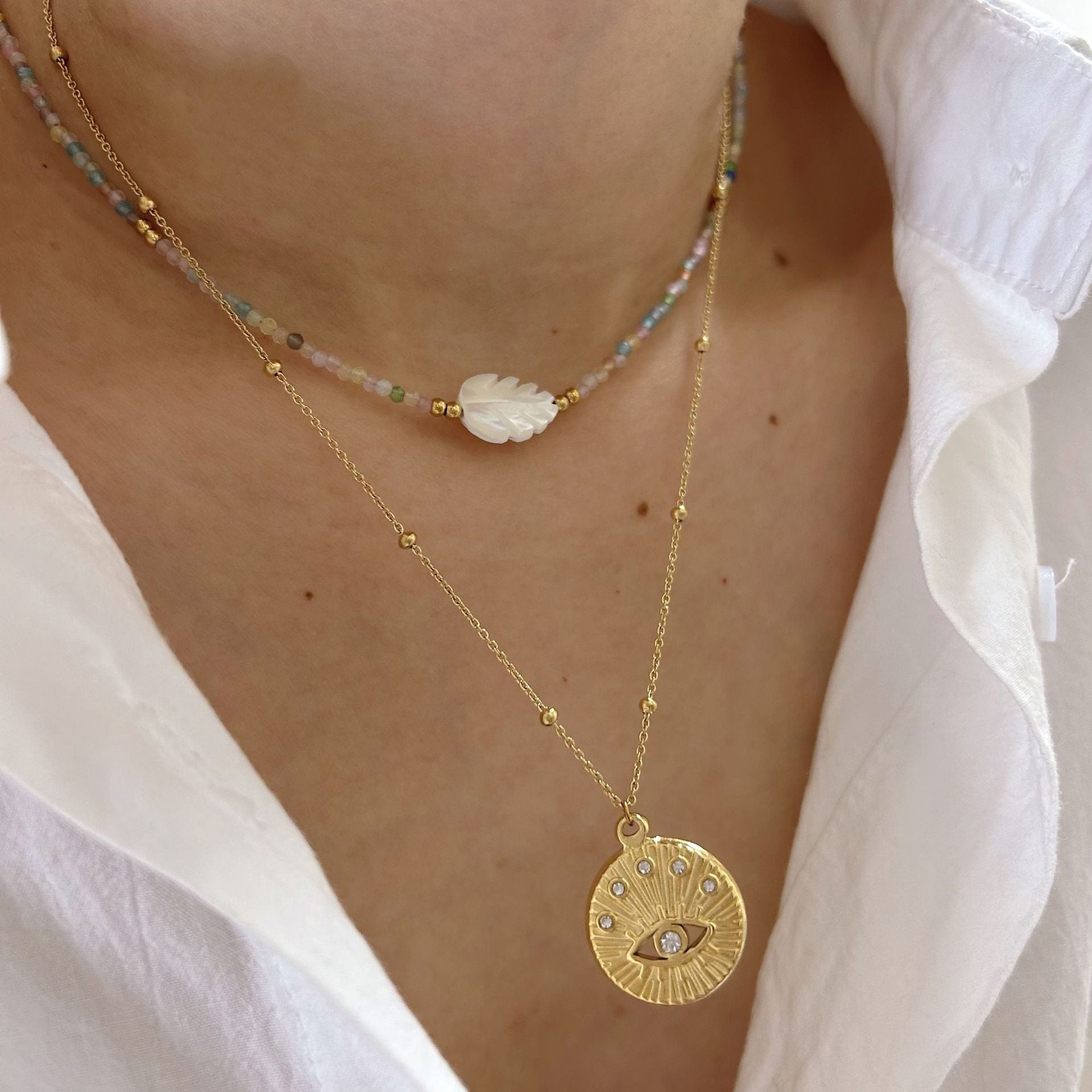 Wholesale Shell Leaf Crystal Titanium Necklace