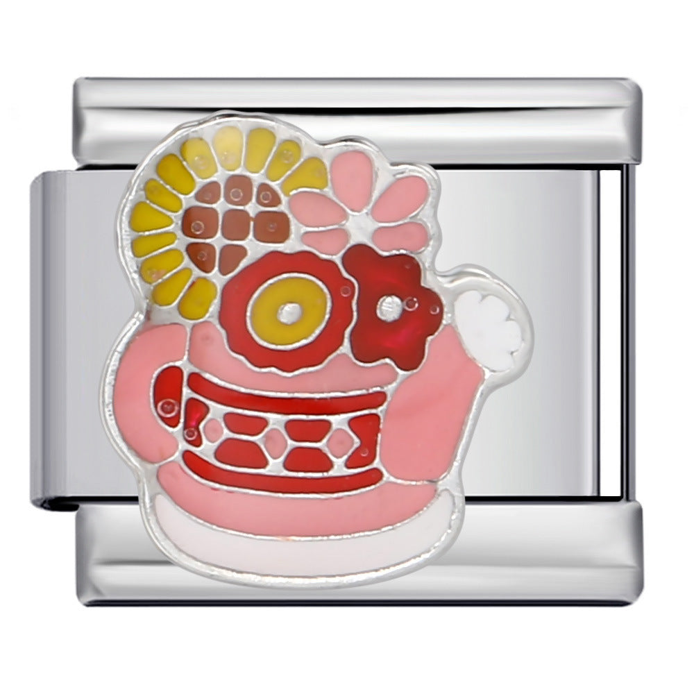 Wholesale 5pcs Italian Charm Bracelet 9mm DIY Splicing Fairytale Castle Stainless Steel Composable Bracelet