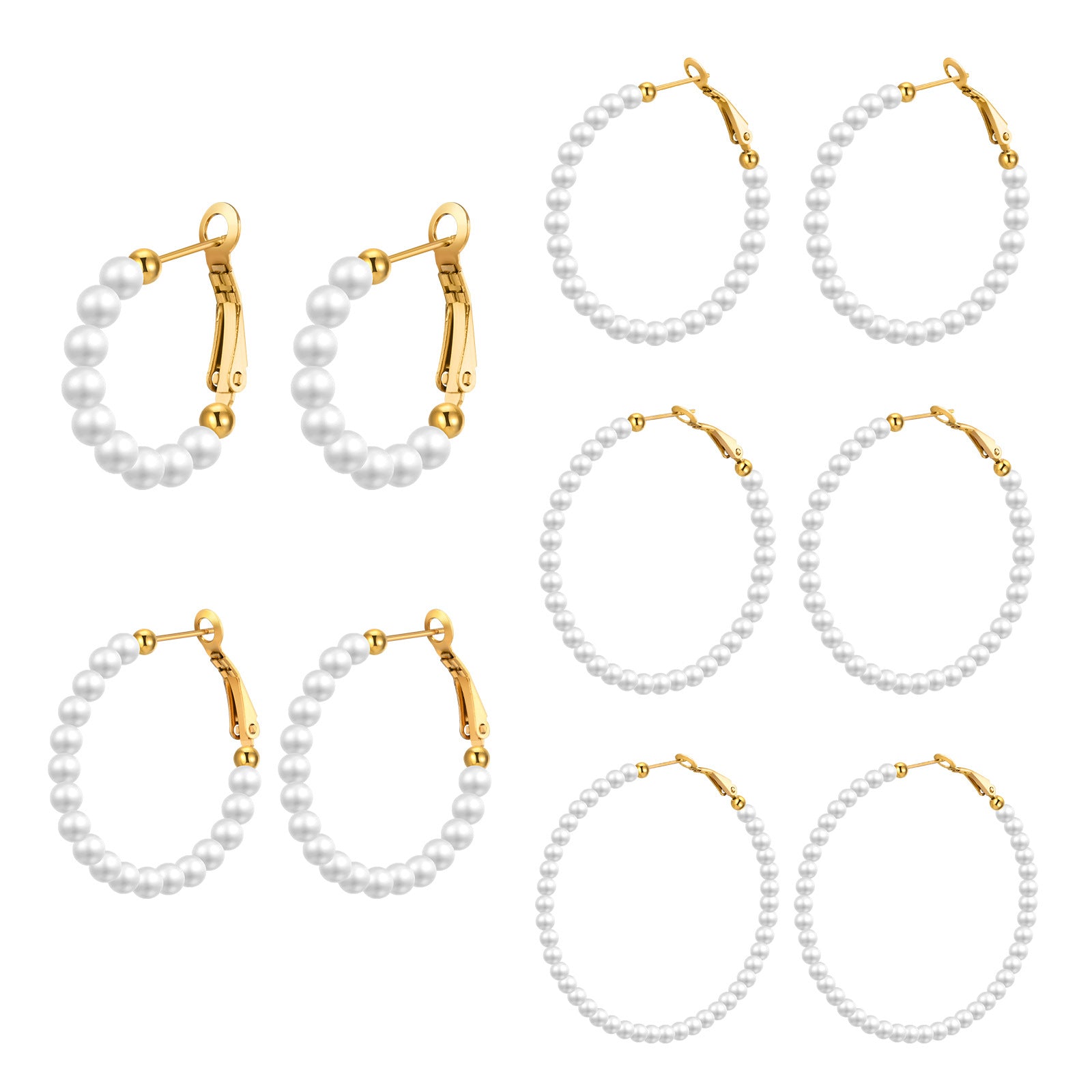 Wholesale Fashion Geometric C-Shape Earrings Imitation Pearl Stainless Steel Gold Jewelry Accessory