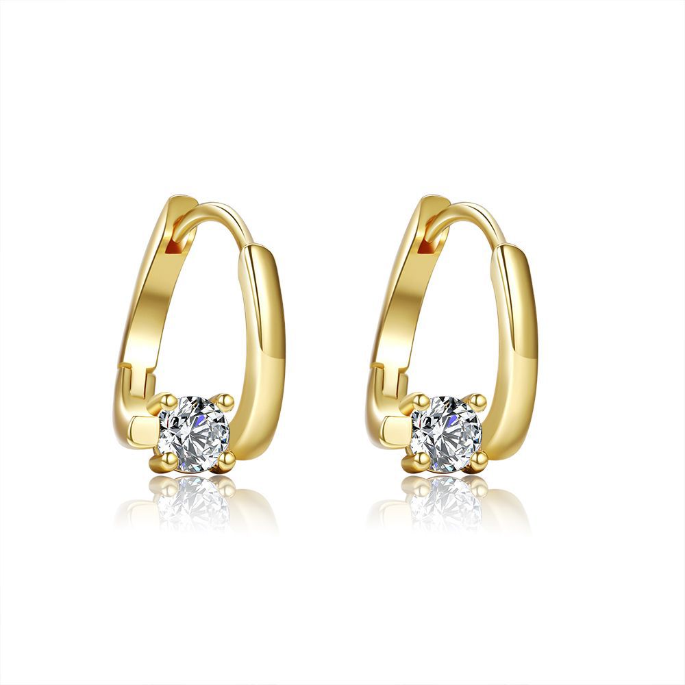 Wholesale Copper Gold Geometric Stud Earrings Asymmetrical Zircon Jewelry Accessory for Women Everyday Wear