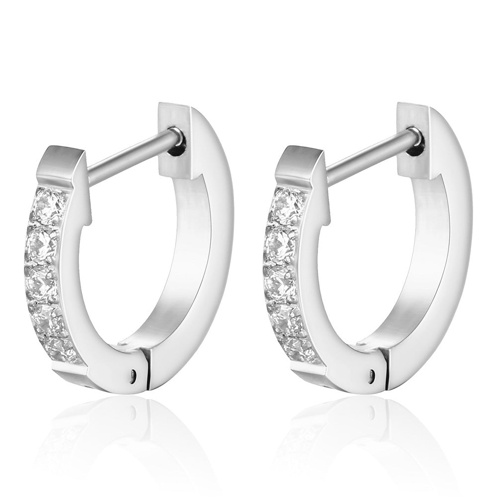 Wholesale Titanium steel diamond 9mm ear buckle 18K gold Fashion  earrings