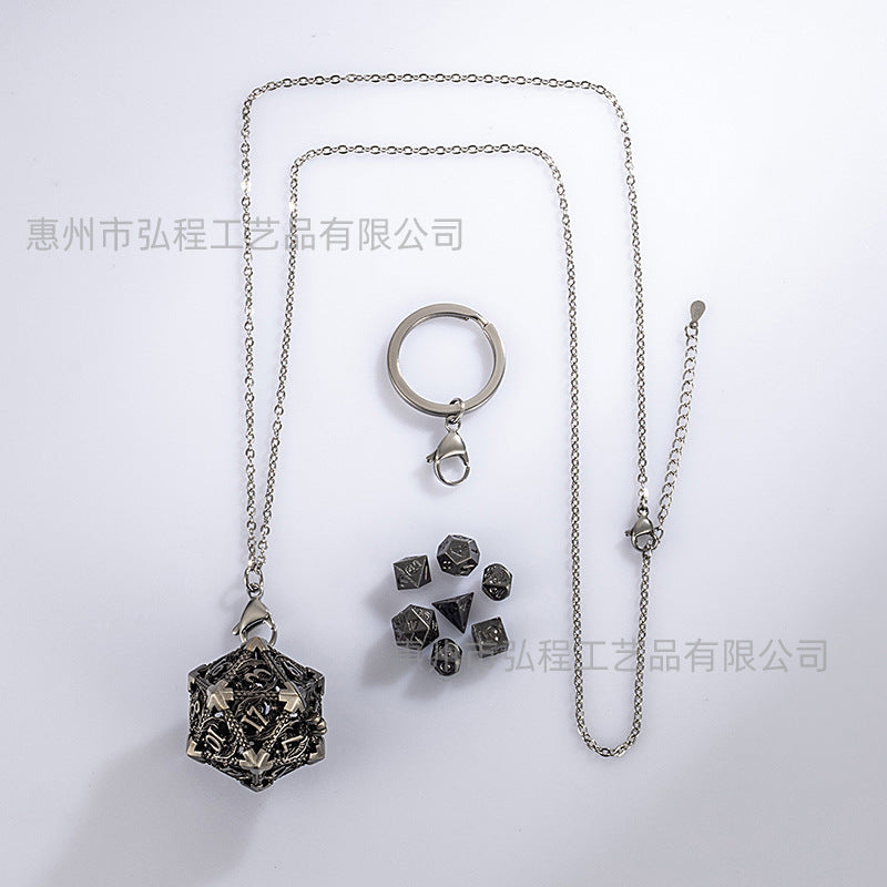 Wholesale Mini Metal Hollow Dice Pendant Set Necklaces ACC-NE-HongC001