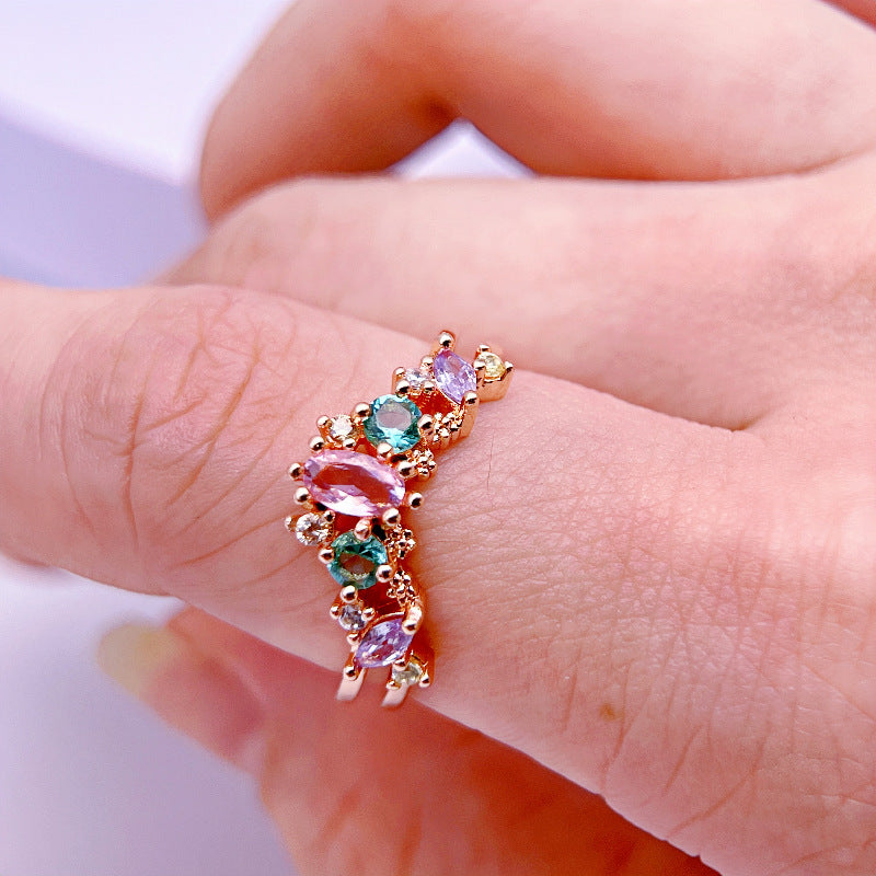 Wholesale Light Luxury Zircon Heart Open Rings ACC-RS-YXY007