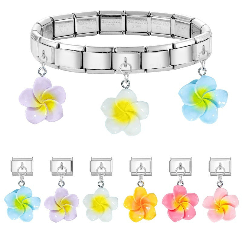 Wholesale 9mm Italian Charm Starter Bracelets DIY flower Single Section Creative Stainless Steel Composable Bracelet