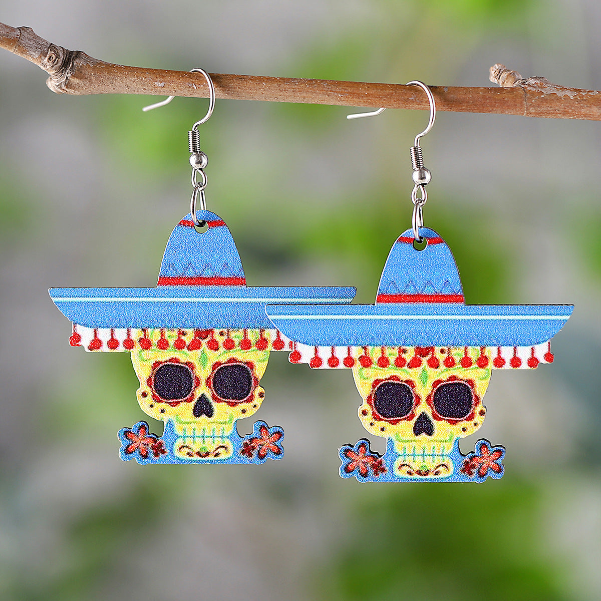 Wholesale  Mexico Fifth Festival of the Dead Cactus Skull Pendant Earrings