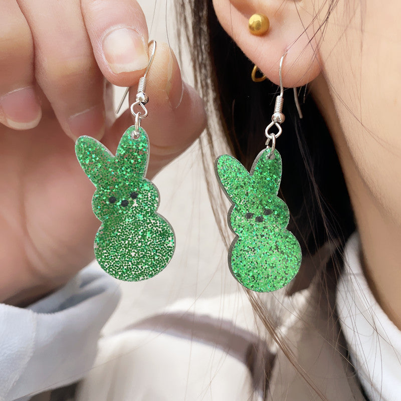 Wholesale Acrylic Easter Powder Bunny Earrings