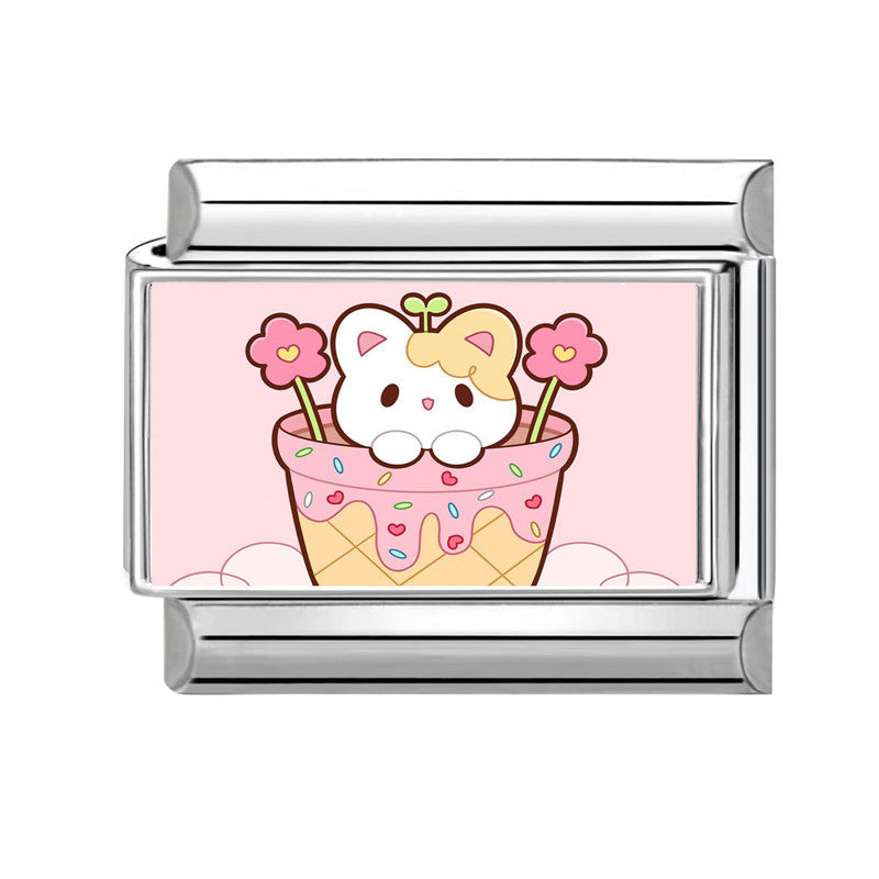 Wholesale Pink series   DIY  Single Section Creative Stainless Steel Composable Bracelet