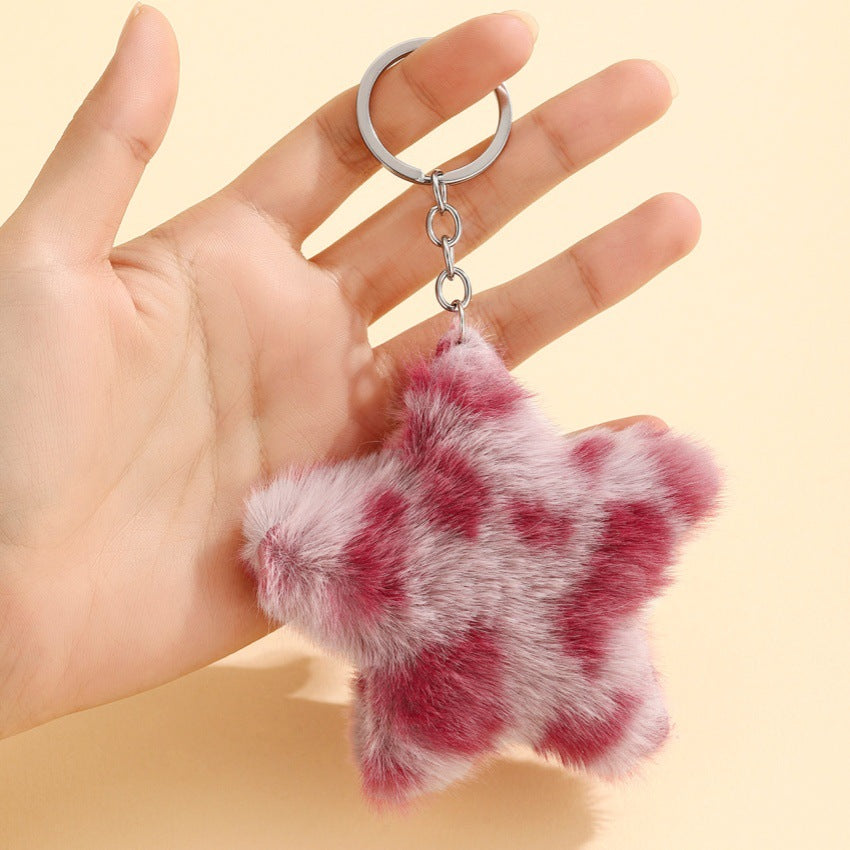 Wholesale plush star  pendant leopard print Keychain