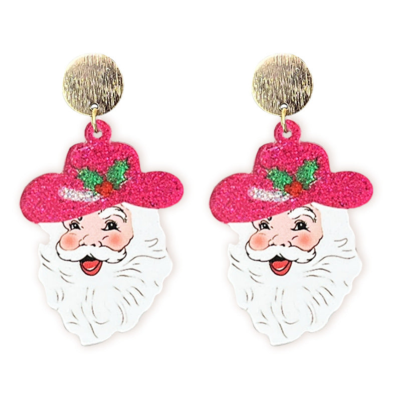Wholesale 2 pairs/ pack Christmas Gingerbread House Flamingo Christmas Cookies Sparkling Earrings