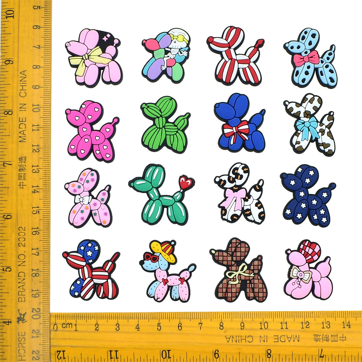 Wholesale Random 100pcs Cartoon Balloon Dog Series  PVC Soft Rubber Shoe Buckle Decoration