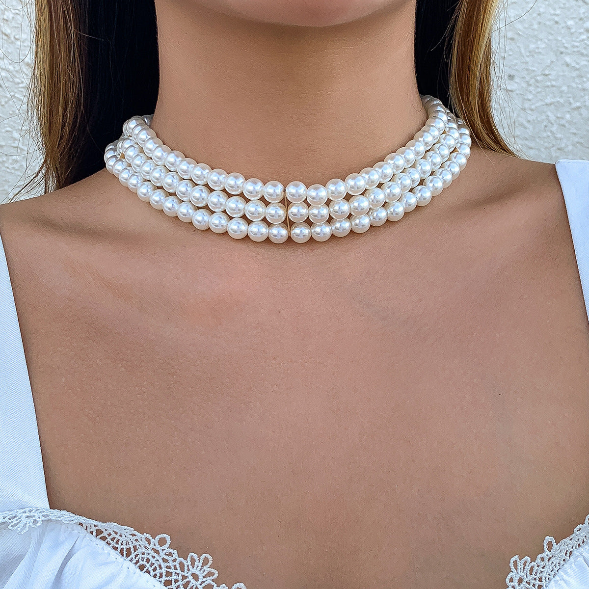 Wholesale Boho Style Multi-layered Pearl Beaded Necklace Bohemian ACC-NE-DN015
