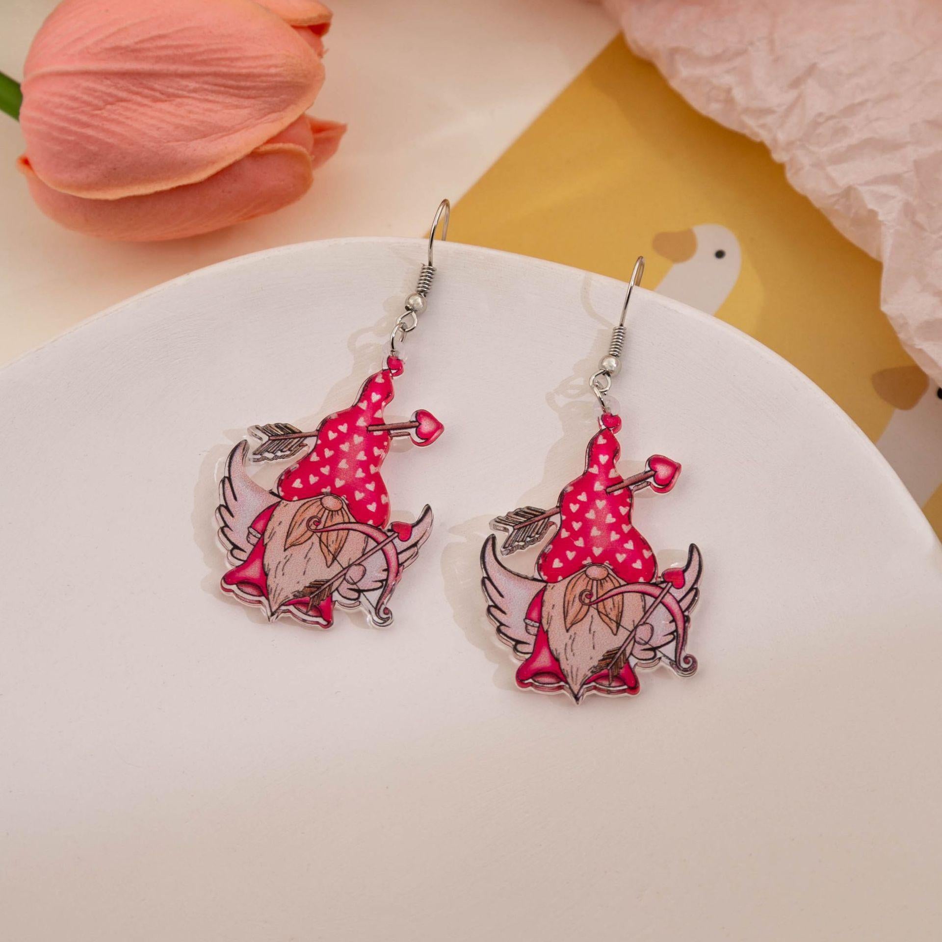 Wholesale Valentine' s Day Acrylic Heart Element Earrings