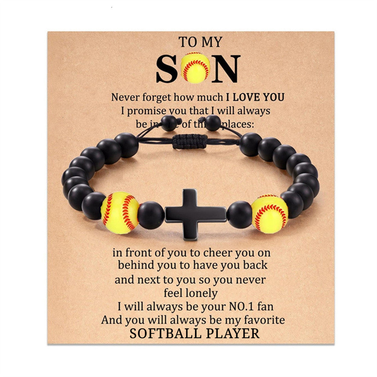 Wholesale Football Beads Cross Sports Style Black Stone Beads Hand Woven Adjustable Bracelet Miyuki ACC-BT-ZhongH015