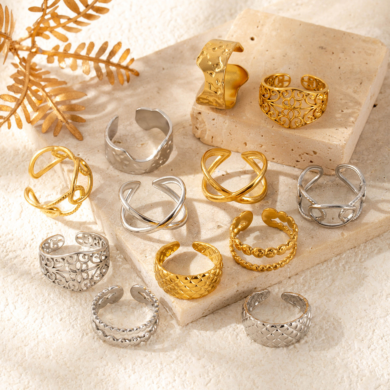 Wholesale Titanium Steel pattern geometric ring