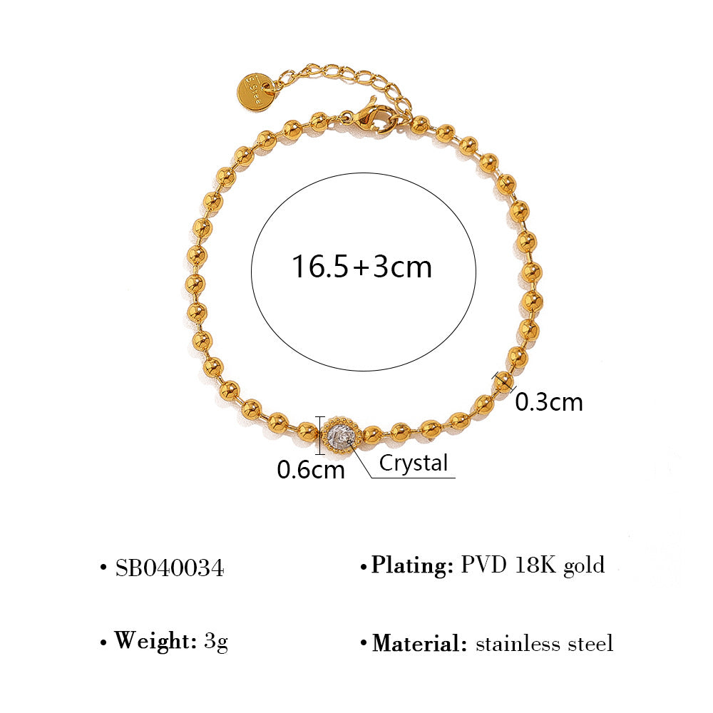 Wholesale small gold bead chain suit stainless steel diamond bracelet